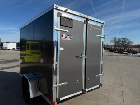 New 2026 Cross Charcoal 6'x10' 3k Alpha Flat Top V-Nose Enclosed Cargo Trailer