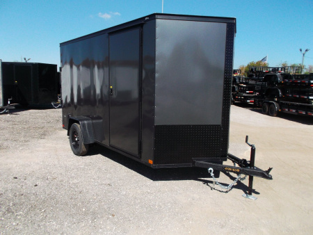New 2026 Covered Wagon Trailers 6x10 Cargo / Enclosed Trailer / 6'6  Interior / Extra Wide Ramp / RV Side Door / LEDs / .030 Charcoal Gray Semi-Screwless Exterior / Black Out Package