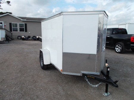 New 2026 Covered Wagon Trailers 5x8 Cargo Trailer / Enclosed Trailer / Ramp / LED's / .030 White Semi-Screwless Exterior / Bed Lined Tongue and Frame Cargo / Enclosed Trailer