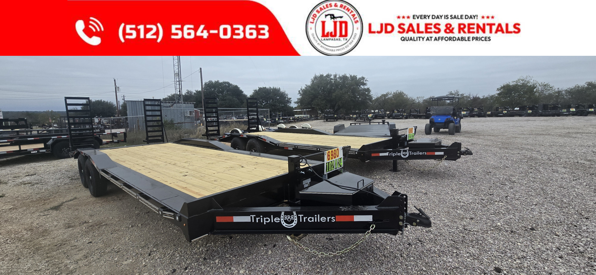 New 2026 Triple R - Drive Over Fender - 102" x 24' - Equipment Trailer