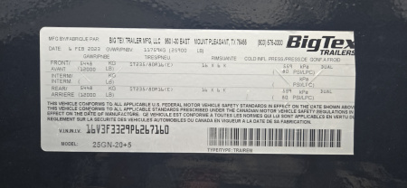 Used Repo 2023 Big Tex Trailers 25GN-20+5 Flatbed Trailer