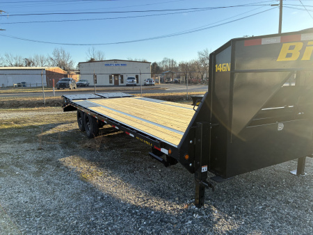 New 2026 Big Tex Trailers 20+5 14GN Single Wheel Tandem Gooseneck w/ Mega Ramps 15900 GVWR Flatbed Trailer
