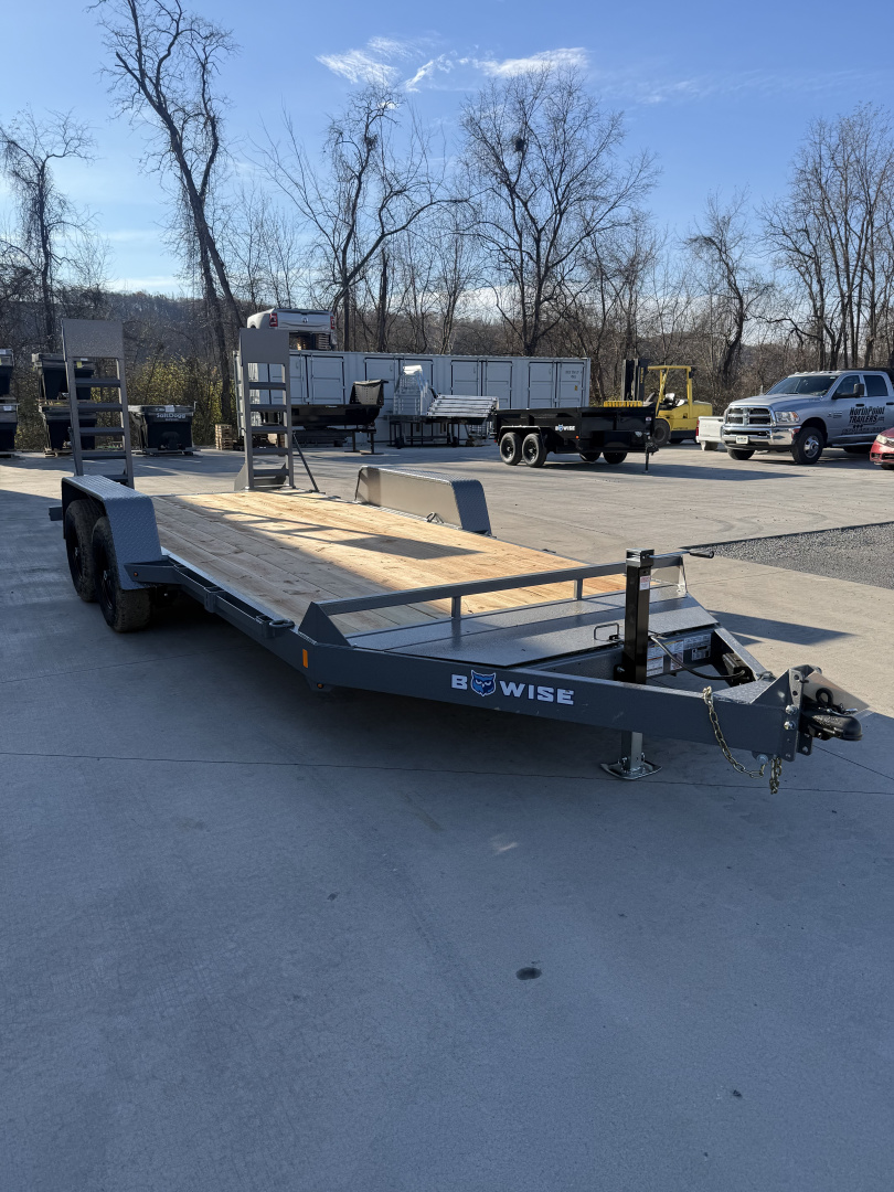 New 2026 BWISE 82x16' 10K Equipment Trailer - HAMMERTONE GRAY