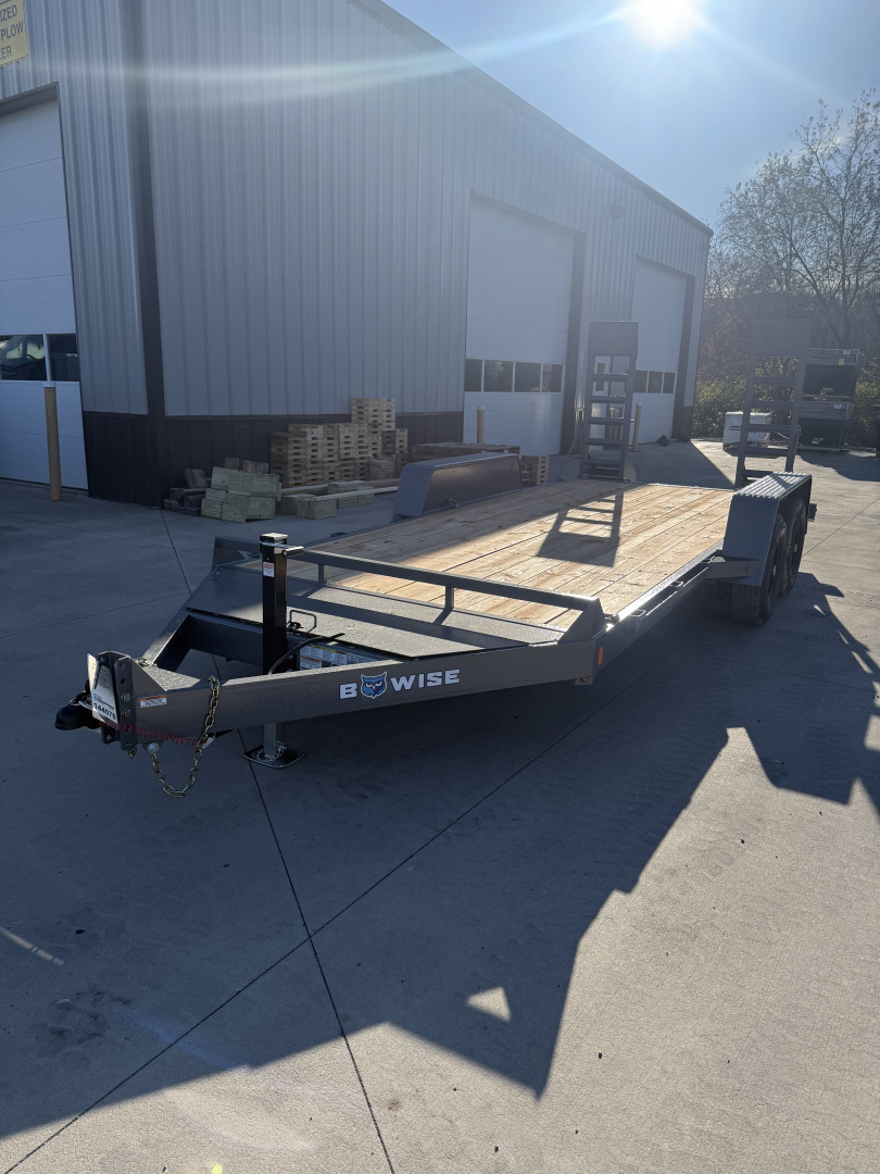 New 2026 BWISE 82x16' 10K Equipment Trailer - HAMMERTONE GRAY