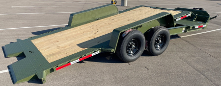 New HORIZON 20’x 83” ETZ MILITARY GREEN GRAVITY TILT DECK EQUIPMENT TRAILER -15.2K (GVWR), in Deck Storage