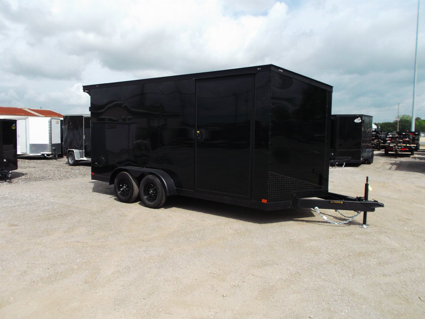 New 2026 Covered Wagon Trailers 7x16 Cargo Trailer / Enclosed Trailer / 7ft Interior / Extra Wide Ramp / 48" RV Side Door / .080 Black Poly Core Semi-Screwless Exterior / Black Out Package / Slant V-Nose / Rear Spoiler w/ LED Loading Lights