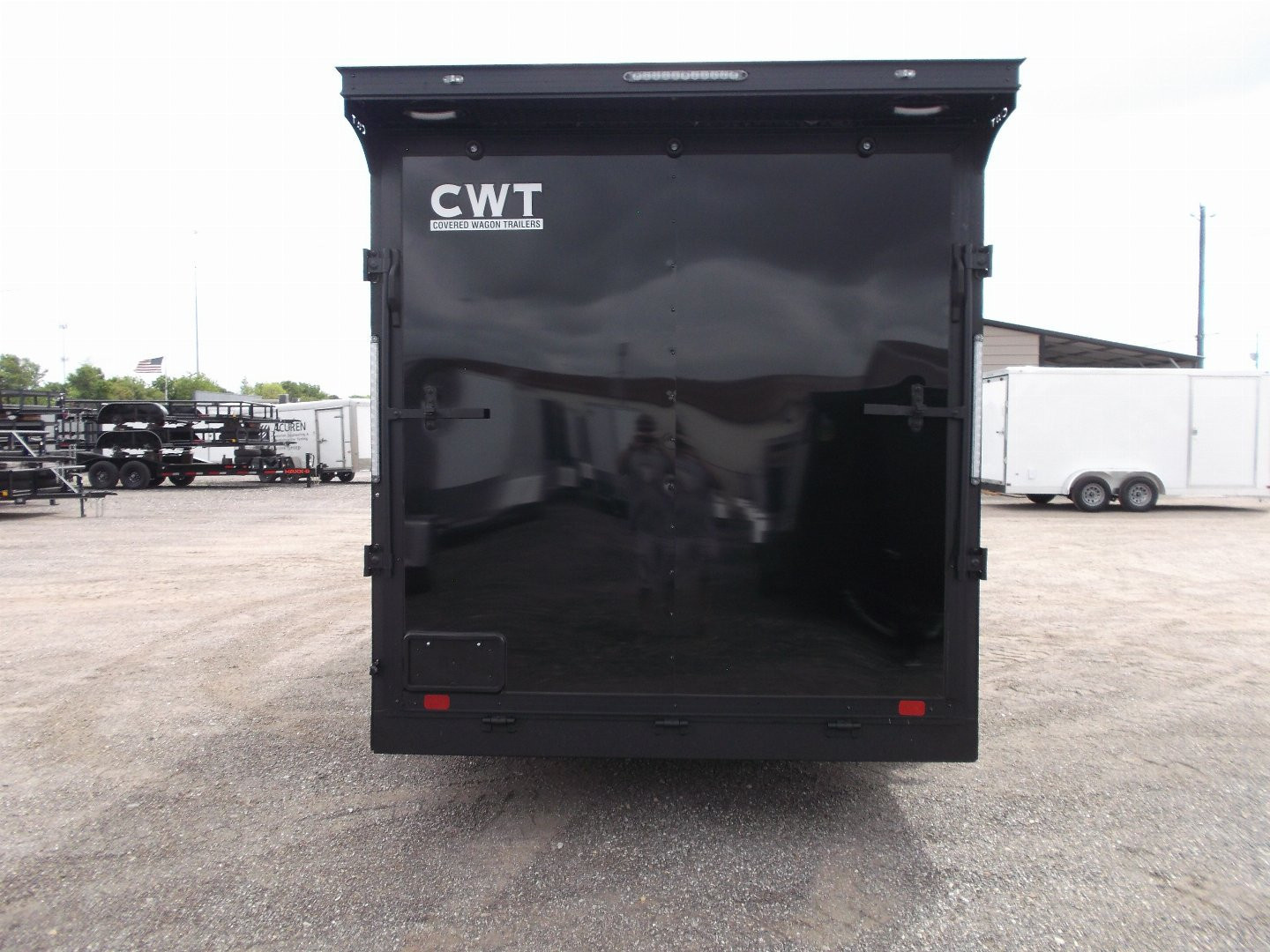 New 2026 Covered Wagon Trailers 7x16 Cargo Trailer / Enclosed Trailer / 7ft Interior / Extra Wide Ramp / 48" RV Side Door / .080 Black Poly Core Semi-Screwless Exterior / Black Out Package / Slant V-Nose / Rear Spoiler w/ LED Loading Lights