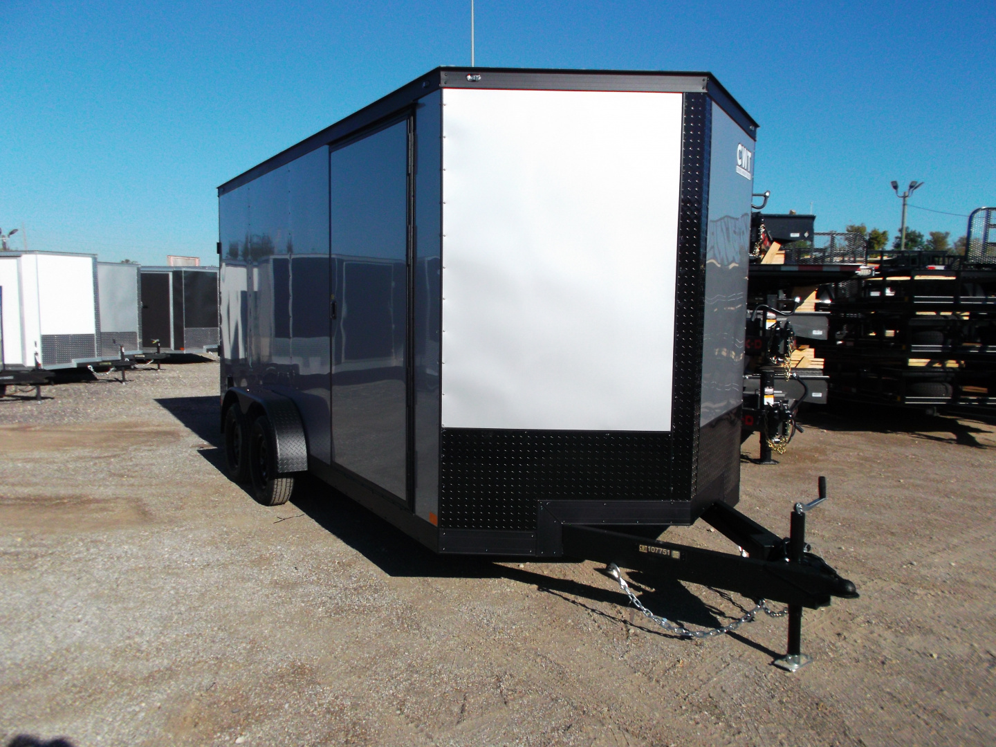 New 2026 Covered Wagon Trailers 7x16 Cargo Trailer / Enclosed Trailer / 7ft Interior / Extra Wide Ramp / 48" RV Door / .080 Silver Poly Core Semi-Screwless Exterior / Black Out Package