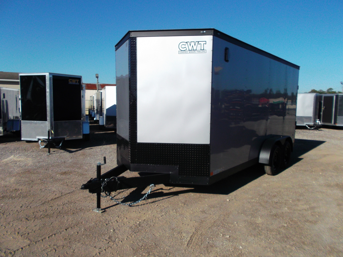 New 2026 Covered Wagon Trailers 7x16 Cargo Trailer / Enclosed Trailer / 7ft Interior / Extra Wide Ramp / 48" RV Door / .080 Silver Poly Core Semi-Screwless Exterior / Black Out Package