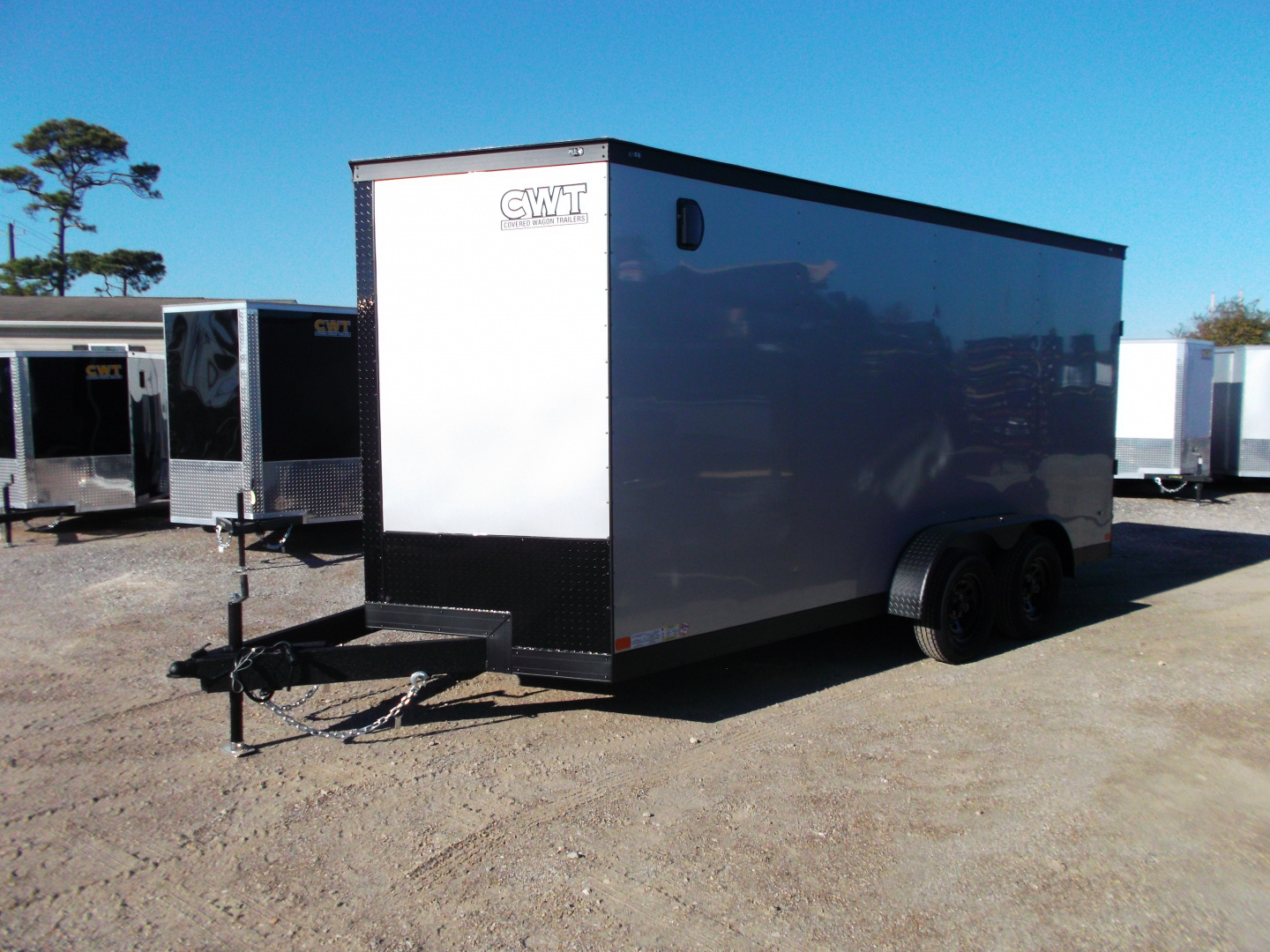 New 2026 Covered Wagon Trailers 7x16 Cargo Trailer / Enclosed Trailer / 7ft Interior / Extra Wide Ramp / 48" RV Door / .080 Silver Poly Core Semi-Screwless Exterior / Black Out Package