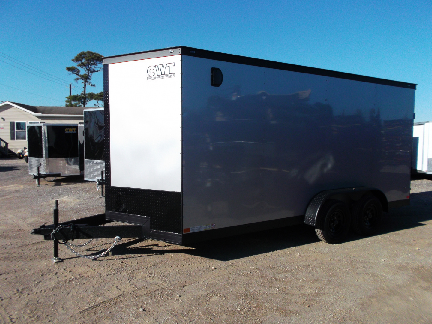 New 2026 Covered Wagon Trailers 7x16 Cargo Trailer / Enclosed Trailer / 7ft Interior / Extra Wide Ramp / 48" RV Door / .080 Silver Poly Core Semi-Screwless Exterior / Black Out Package