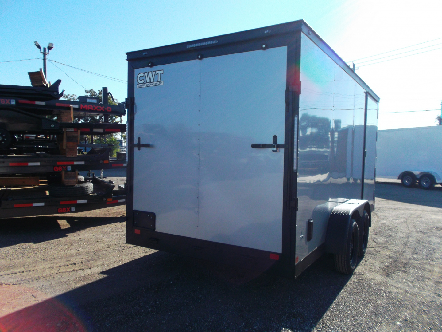 New 2026 Covered Wagon Trailers 7x16 Cargo Trailer / Enclosed Trailer / 7ft Interior / Extra Wide Ramp / 48" RV Door / .080 Silver Poly Core Semi-Screwless Exterior / Black Out Package