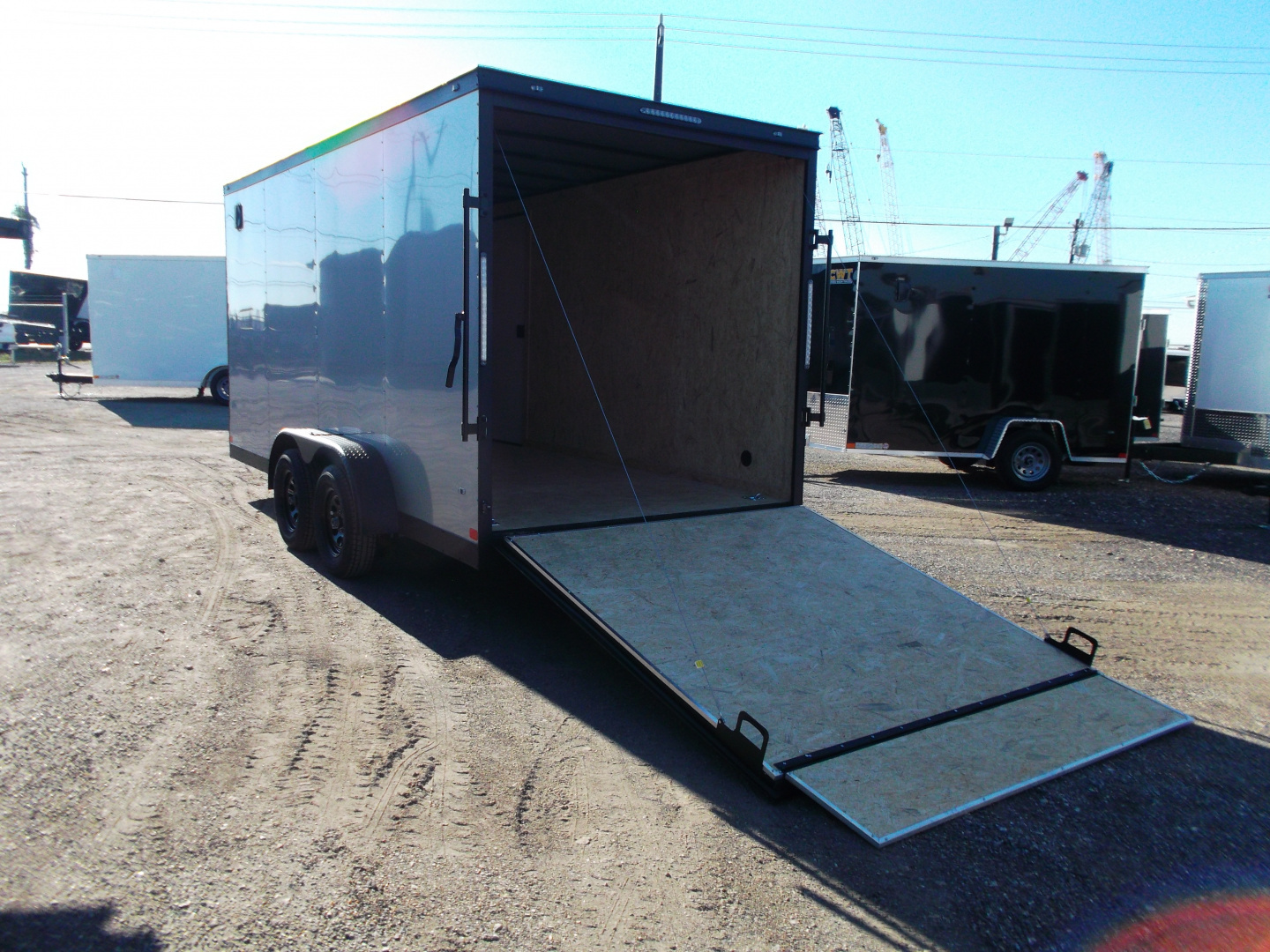 New 2026 Covered Wagon Trailers 7x16 Cargo Trailer / Enclosed Trailer / 7ft Interior / Extra Wide Ramp / 48" RV Door / .080 Silver Poly Core Semi-Screwless Exterior / Black Out Package