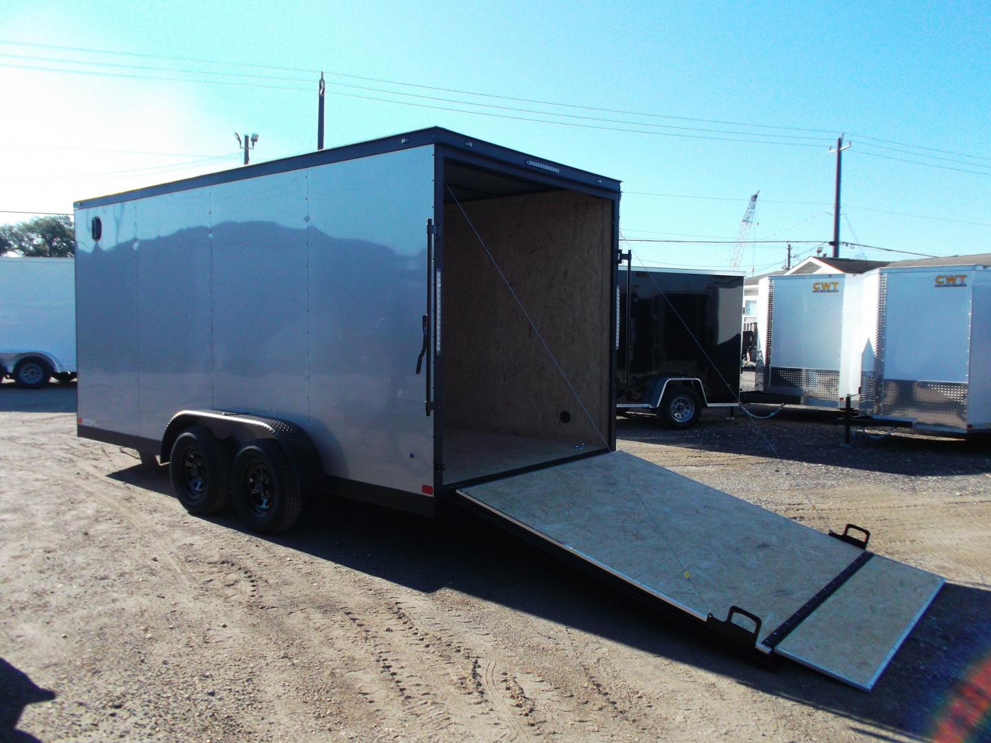 New 2026 Covered Wagon Trailers 7x16 Cargo Trailer / Enclosed Trailer / 7ft Interior / Extra Wide Ramp / 48" RV Door / .080 Silver Poly Core Semi-Screwless Exterior / Black Out Package
