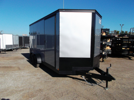 New 2026 Covered Wagon Trailers 7x16 Cargo Trailer / Enclosed Trailer / 7ft Interior / Extra Wide Ramp / 48" RV Door / .080 Silver Poly Core Semi-Screwless Exterior / Black Out Package