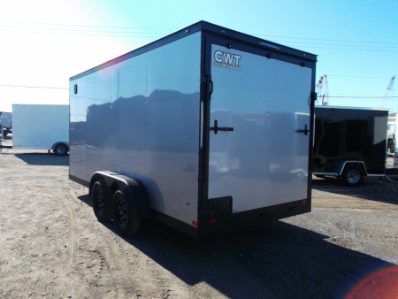 New 2026 Covered Wagon Trailers 7x16 Cargo Trailer / Enclosed Trailer / 7ft Interior / Extra Wide Ramp / 48" RV Door / .080 Silver Poly Core Semi-Screwless Exterior / Black Out Package