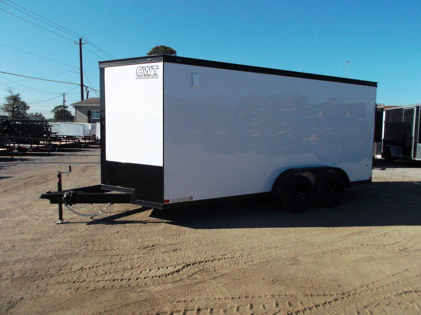 New 2026 Covered Wagon Trailers 7x16 Cargo Trailer / Enclosed Trailer / 6'6" Interior / Extra Wide Ramp / 48" RV Door / .030 White Semi-Screwless Exterior / Black Out Package Cargo / Enclosed Trailer
