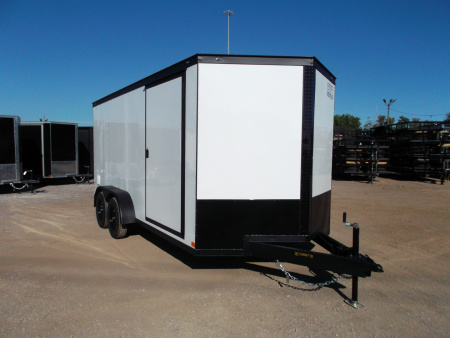 New 2026 Covered Wagon Trailers 7x16 Cargo Trailer / Enclosed Trailer / 6'6  Interior / Extra Wide Ramp / 48  RV Door / .030 White Semi-Screwless Exterior / Black Out Package Cargo / Enclosed Trailer