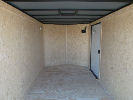 New 2026 Covered Wagon Trailers 7x16 Cargo Trailer / Enclosed Trailer / 6'6" Interior / Extra Wide Ramp / 48" RV Door / .030 White Semi-Screwless Exterior / Black Out Package Cargo / Enclosed Trailer