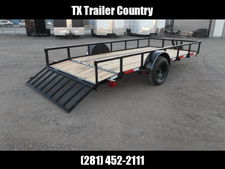 New 2026 Longhorn Trailers 77x14 Single Axle Utility Trailer / Side by Side Trailer / 2ft Dovetail / 2ft Ramp Gate / LED Lights