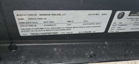 Used Repo 2023 Davidson Trailers 83x14 BP Dump Trailer