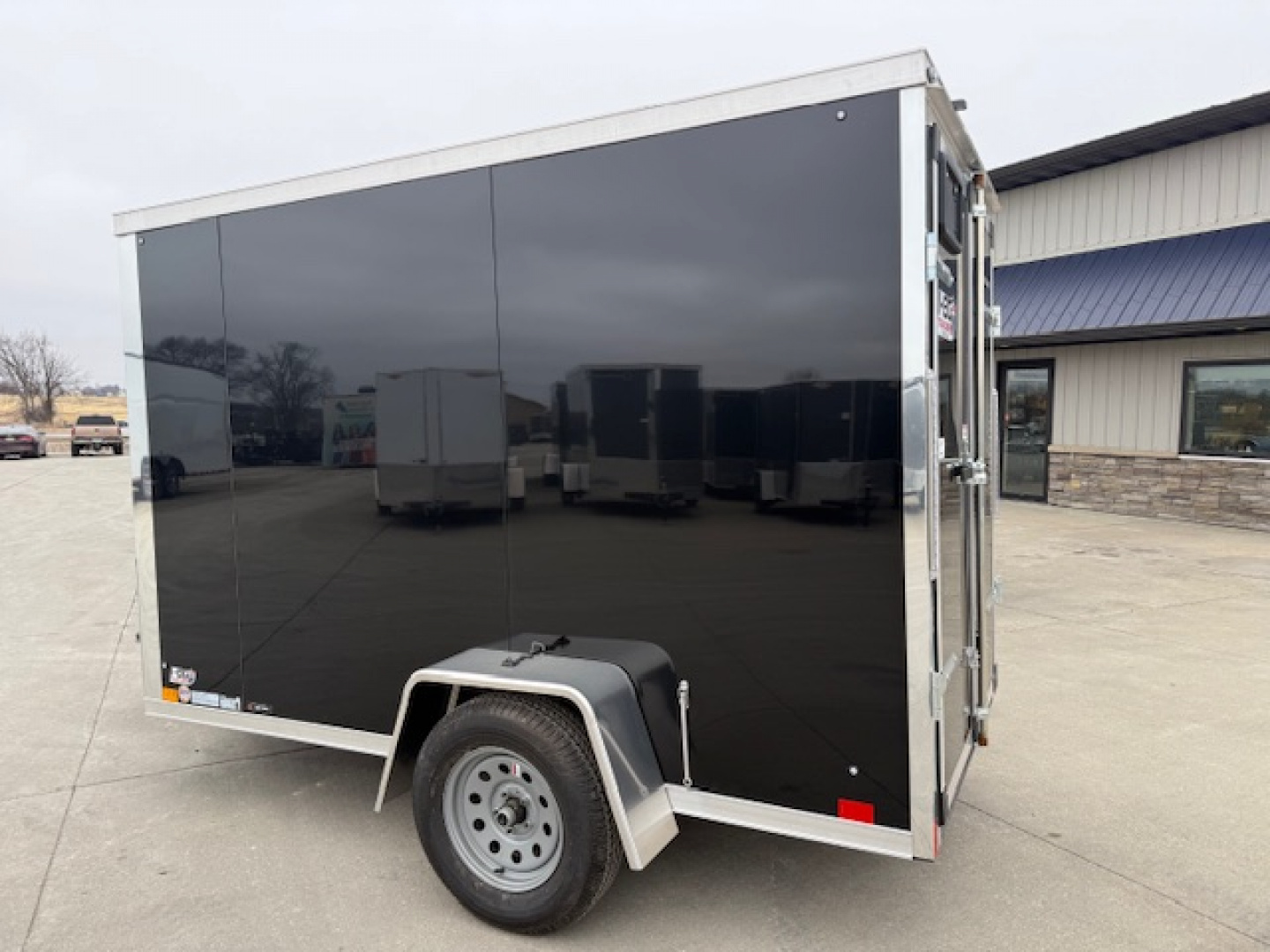 New 2026 Cross Black 5'x10' 3k Alpha Flat Top V-Nose Enclosed Cargo Trailer