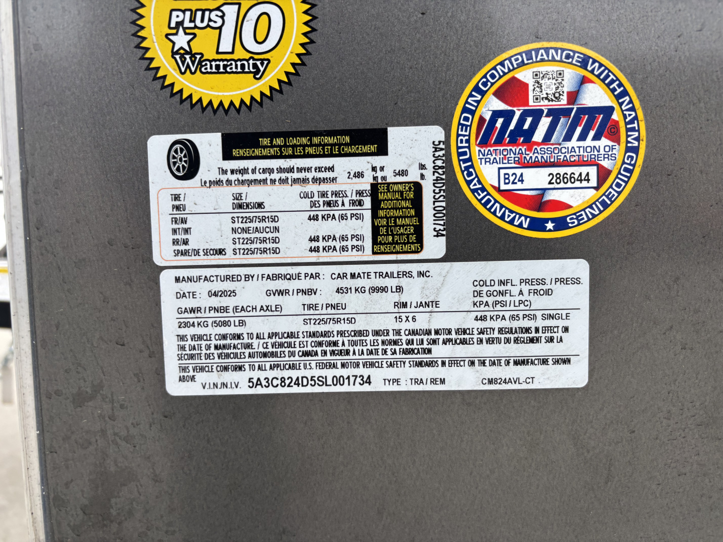 New 2025 Car Mate Trailers 8 1/2 X 24 Avalanche Enclosed Trailer (V-Nose) Charcoal Gray w/ Ramp - 9990# GVWR