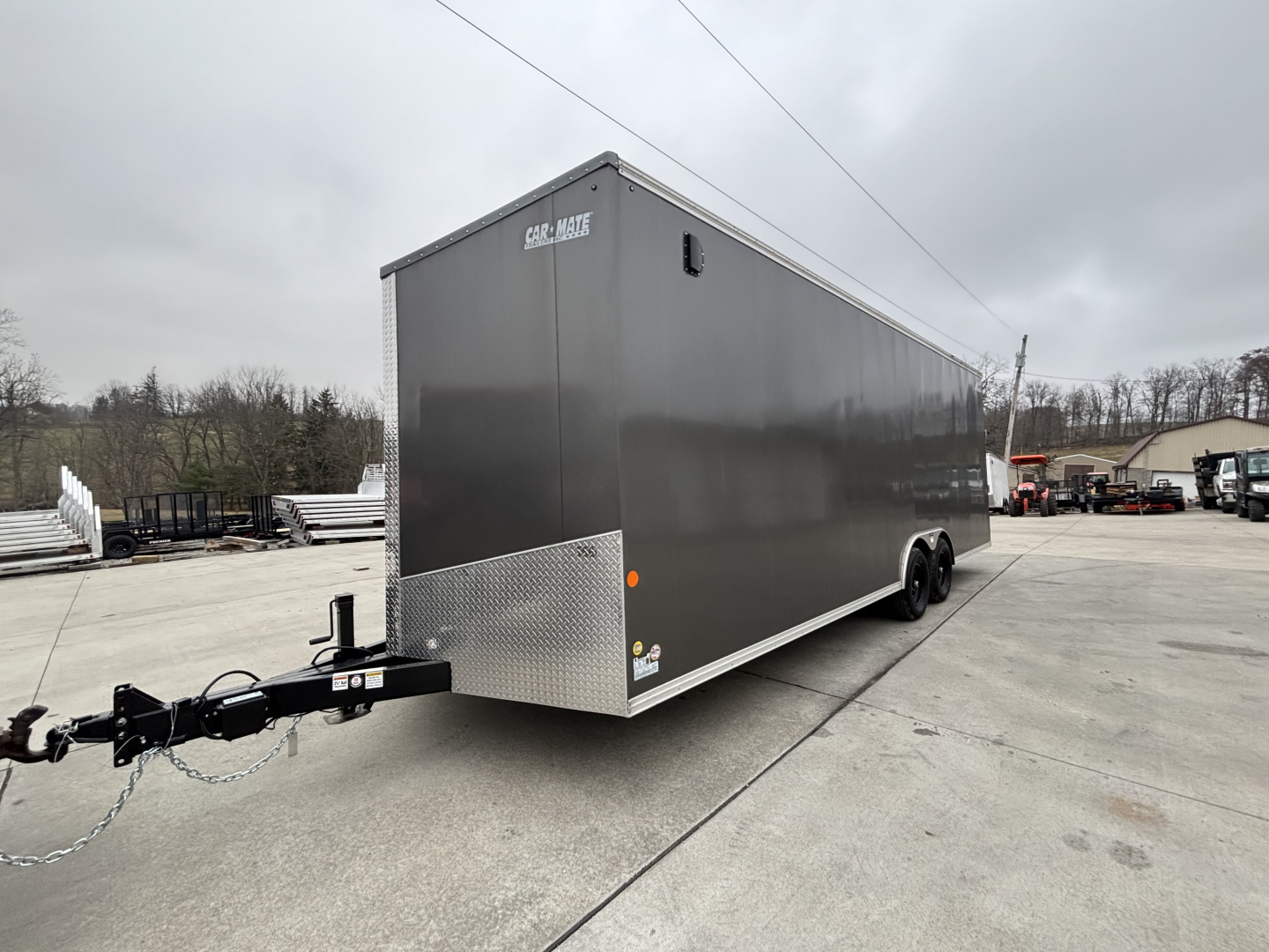New 2025 Car Mate Trailers 8 1/2 X 24 Avalanche Enclosed Trailer (V-Nose) Charcoal Gray w/ Ramp - 9990# GVWR