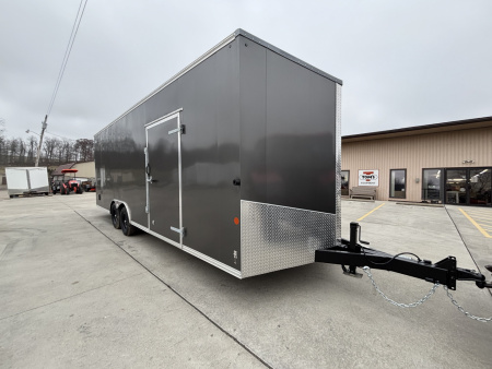 New 2025 Car Mate Trailers 8 1/2 X 24 Avalanche Enclosed Trailer (V-Nose) Charcoal Gray w/ Ramp - 9990# GVWR