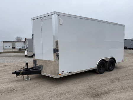 New 2026 Cross White 8.5'x16' 10k Alpha Flat Top V-Nose Enclosed Cargo Trailer