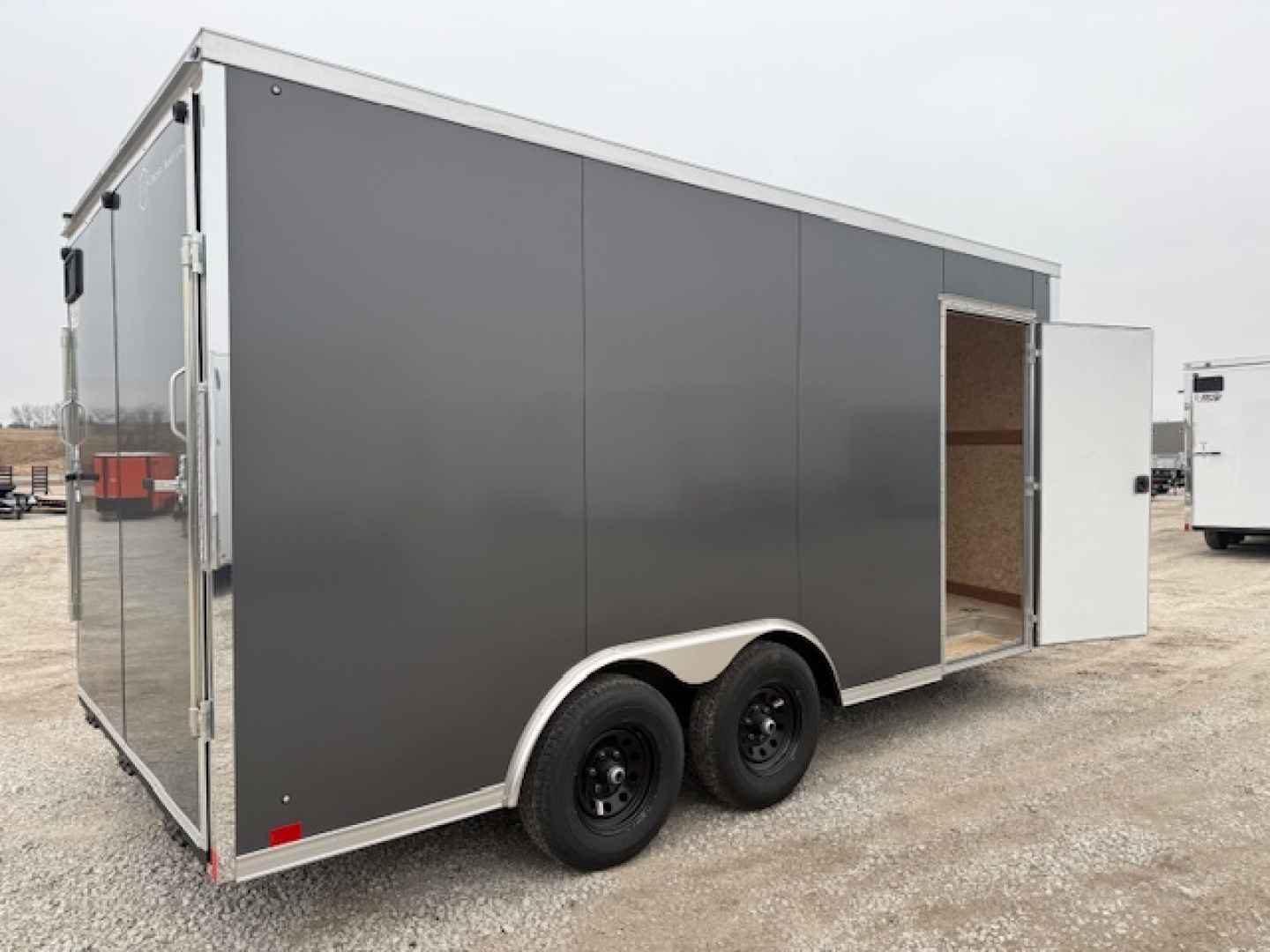 New 2026 Cross Charcoal 8.5'x16' 10k Alpha Flat Top V-Nose Enclosed Cargo Trailer
