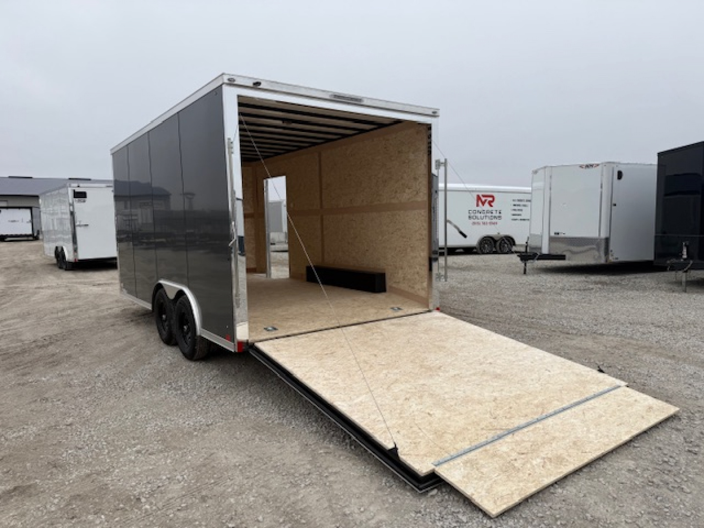 New 2026 Cross Charcoal 8.5'x16' 10k Alpha Flat Top V-Nose Enclosed Cargo Trailer