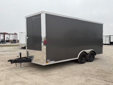 New 2026 Cross Charcoal 8.5'x16' 10k Alpha Flat Top V-Nose Enclosed Cargo Trailer