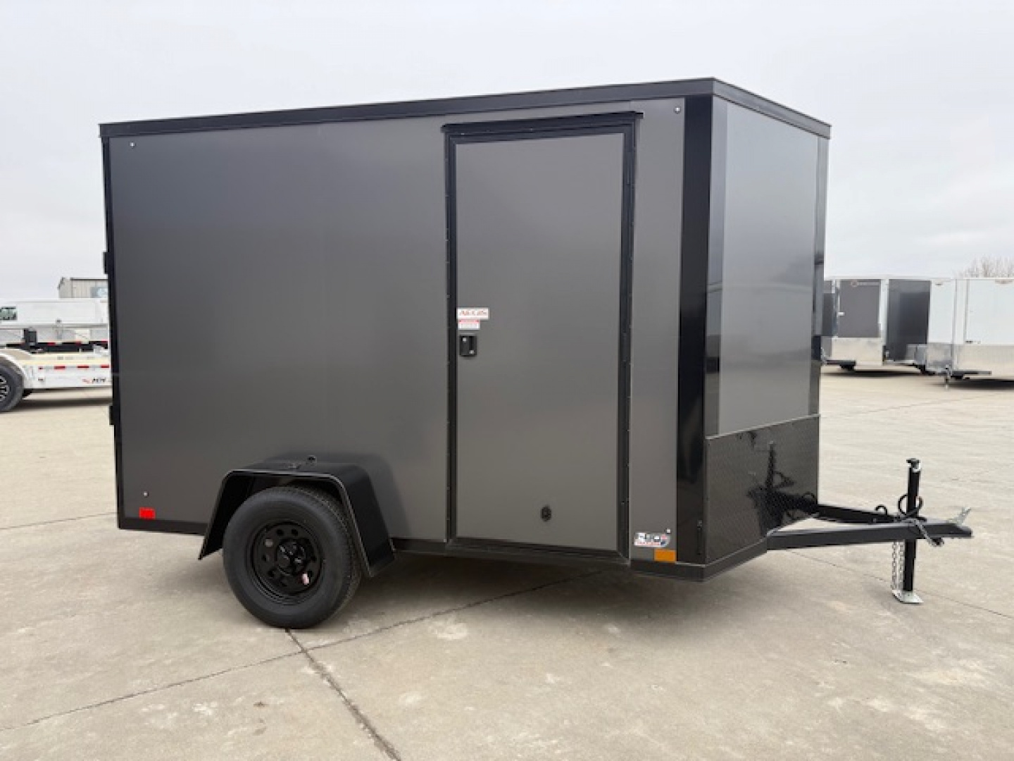 New 2026 Cross Charcoal/Black 6'x10' 3k Alpha Flat Top V-Nose Enclosed Cargo Trailer
