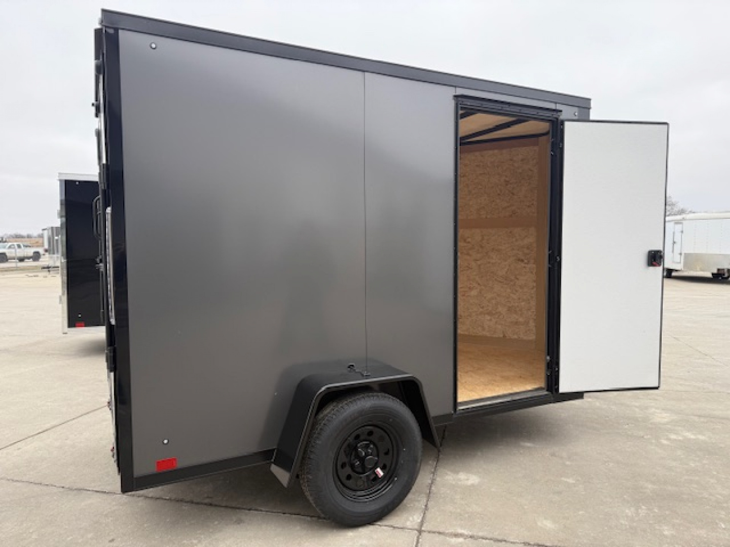 New 2026 Cross Charcoal/Black 6'x10' 3k Alpha Flat Top V-Nose Enclosed Cargo Trailer
