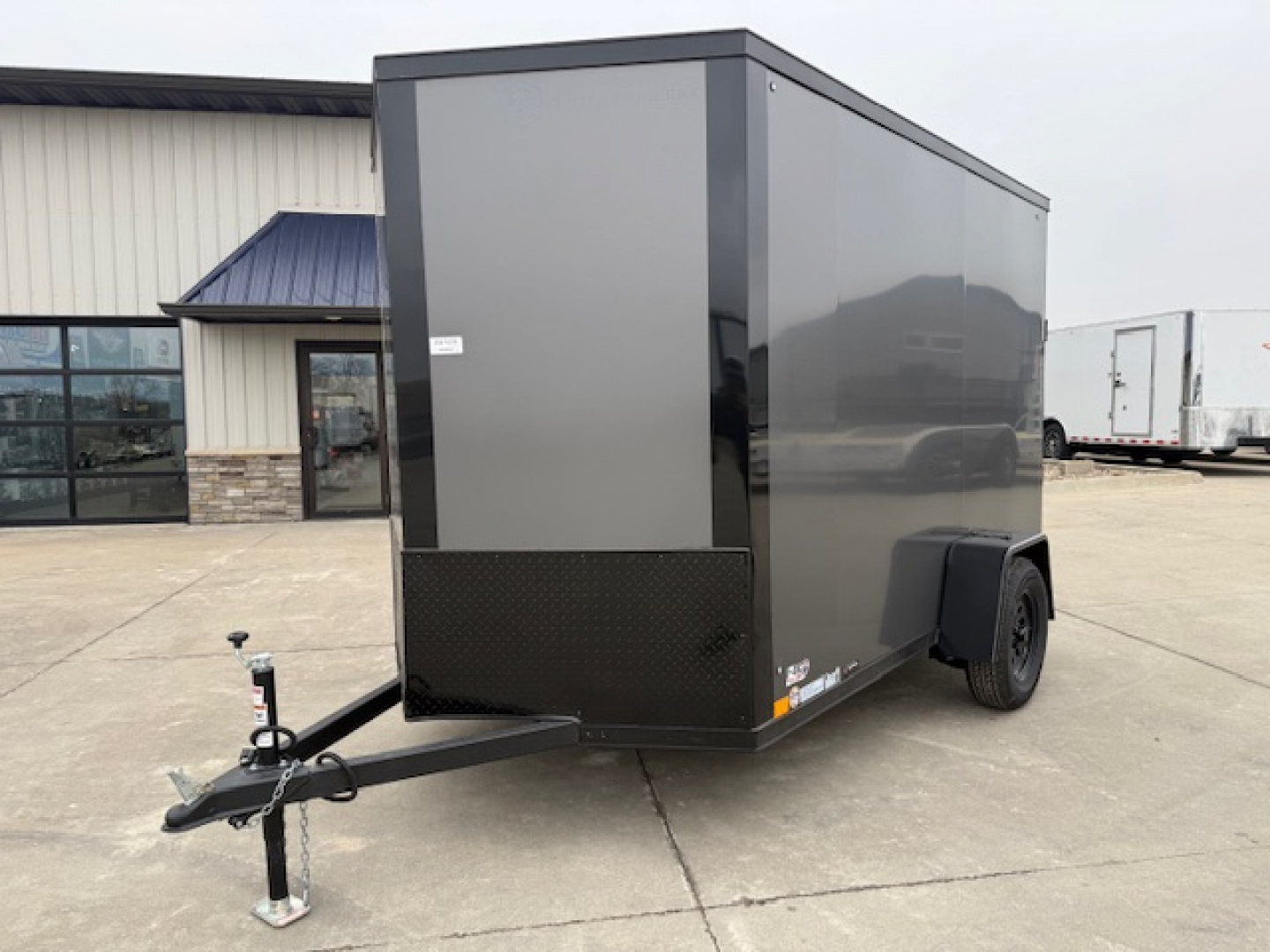 New 2026 Cross Charcoal/Black 6'x10' 3k Alpha Flat Top V-Nose Enclosed Cargo Trailer