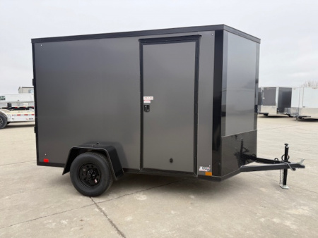 New 2026 Cross Charcoal/Black 6'x10' 3k Alpha Flat Top V-Nose Enclosed Cargo Trailer