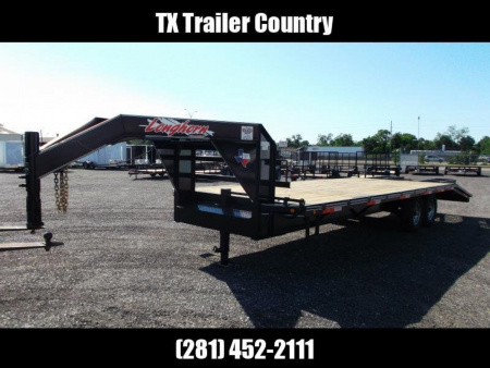 New 2026 Longhorn Trailers 102x25 14K Gooseneck / Flat Deck / Deckover / Equipment Trailer / 7K Axles / 5ft Dovetail and 5ft Flip Over Equipment Ramps