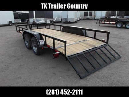 New 2026 Longhorn Trailers 77x16 Utility Trailer / ATV Trailer / 2ft Dovetail / 2ft Ramp Gate / LED Lights