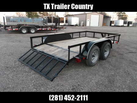 New 2026 Longhorn Trailers 77x12 Tandem Axle Utility Trailer / UTV Trailer / 2ft Dovetail / 2ft Ramp Gate / LED Lights