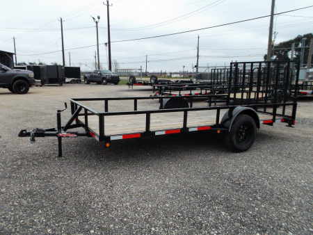 New 2026 Longhorn Trailers 77x12 Single Axle Utility Trailer w/ 4ft Heavy Duty Ramp Gate / LED Lights