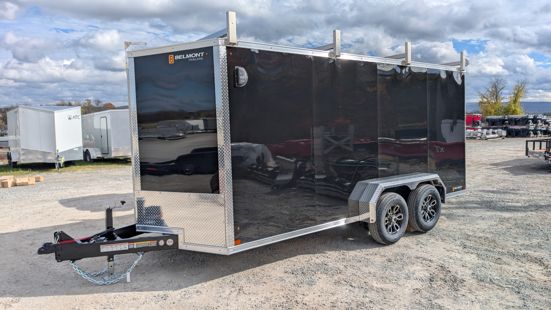 New 2026 BELMONT 7x16 HD V-Nose Contractor Cargo Trailer w/ HD RAMP DOOR ( 9990# GVW - POLYCOR EXTERIOR!)