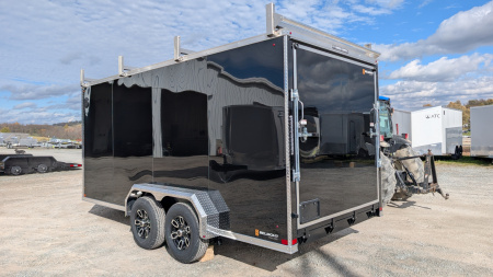 New 2026 BELMONT 7x16 HD V-Nose Contractor Cargo Trailer w/ HD RAMP DOOR ( 9990# GVW - POLYCOR EXTERIOR!)
