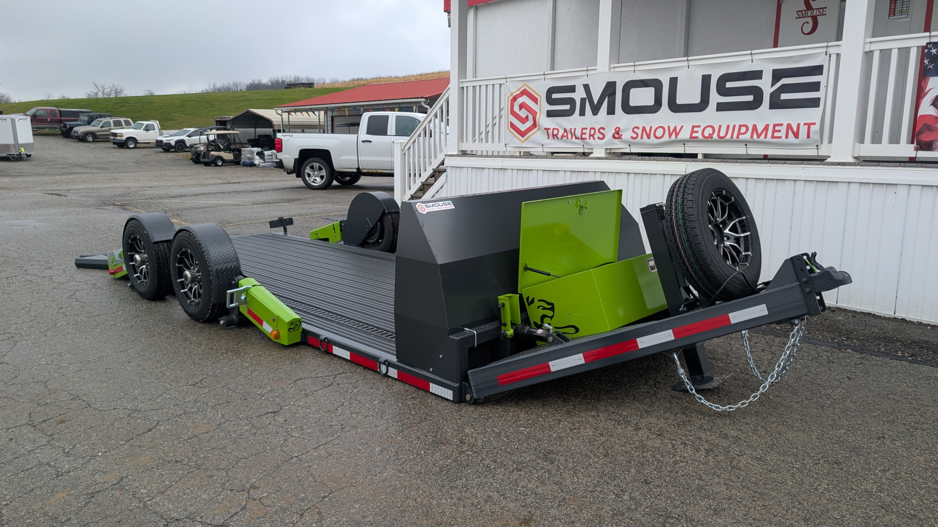 New 2026 "FlatTrak" by Belmont 7x18 Hydraulic Car Hauler w/ Hydraulic Jack