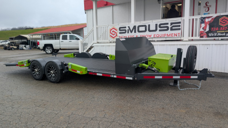 New 2026 "FlatTrak" by Belmont 7x18 Hydraulic Car Hauler w/ Hydraulic Jack