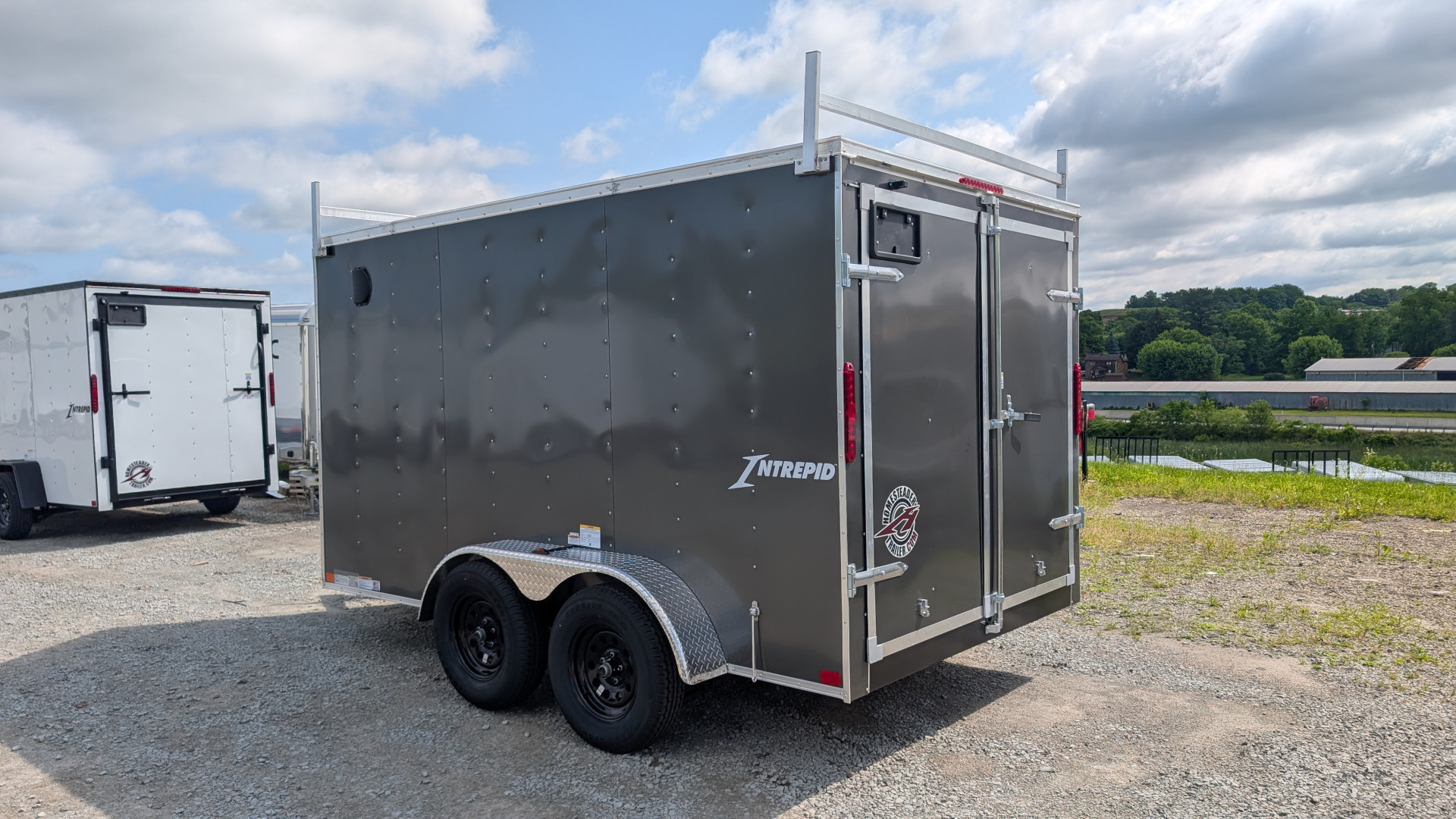 New 2026 Homesteader 7x12 Tandem Intrepid V-Nose Contractor Trailer w/ Barn Doors