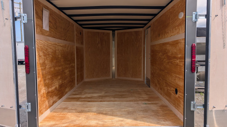 New 2026 Homesteader 7x12 Tandem Intrepid V-Nose Contractor Trailer w/ Barn Doors