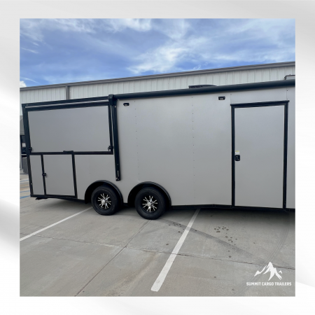 New 8.5X22TA Silver Frost Gullwing Porch Trailer