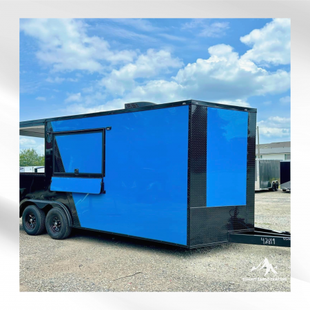 New 8.5X20TA Blue & Black Concession Porch Trailer
