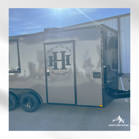 New 8.5X16TA Charcoal Concession Gullwing Porch Trailer